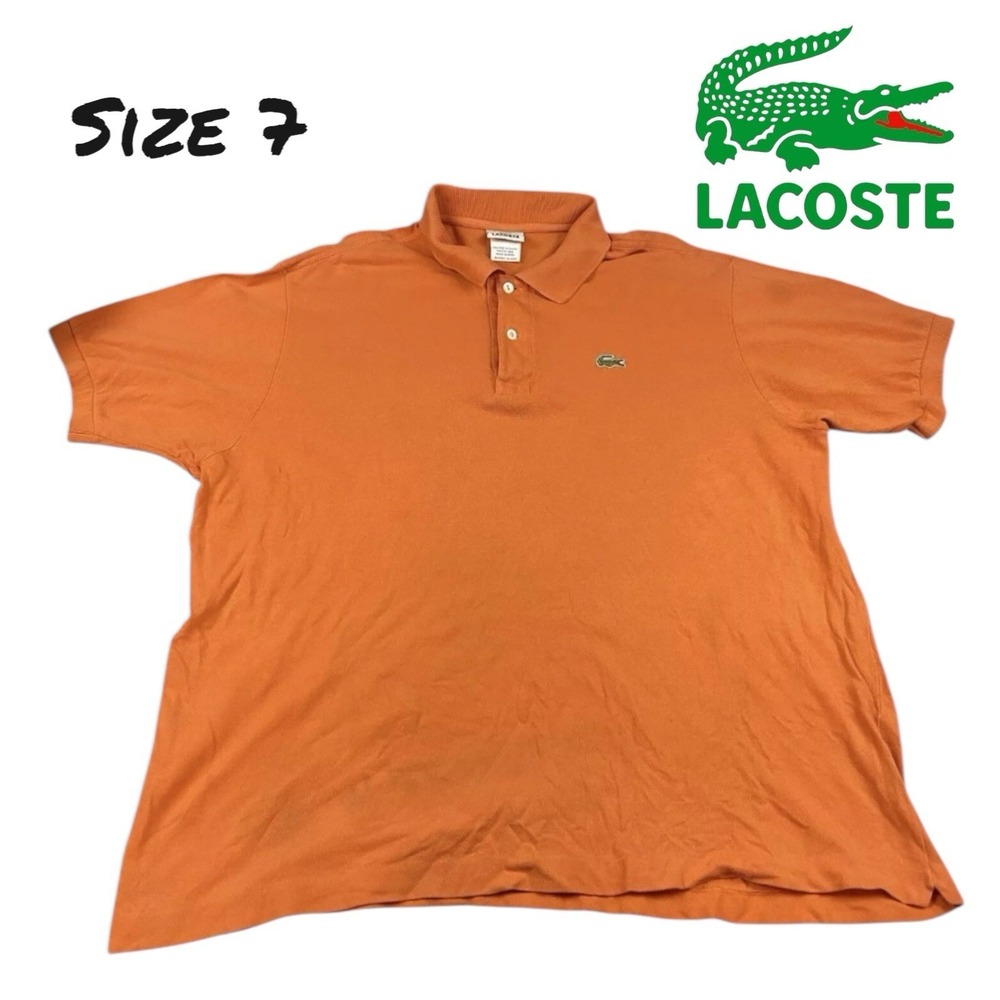 Lacoste Polo Shirt Mens Size 7 Short Sleeve Orange Collared Alligator Logo 🐊‎